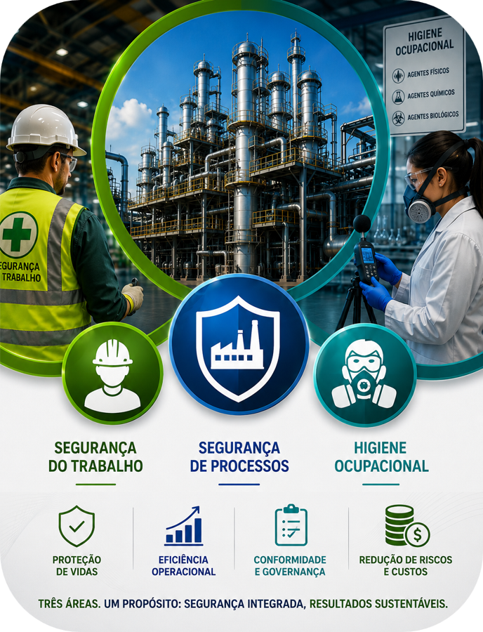 Equipe de segurança do trabalho realizando inspeção em ambiente industrial
